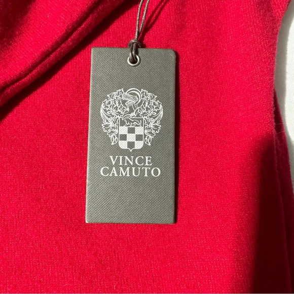 NWT Vince Camuto Holiday Sweater Tulip Red Size XS Loose Fit Snap Collar Closure - Picture 3 of 14